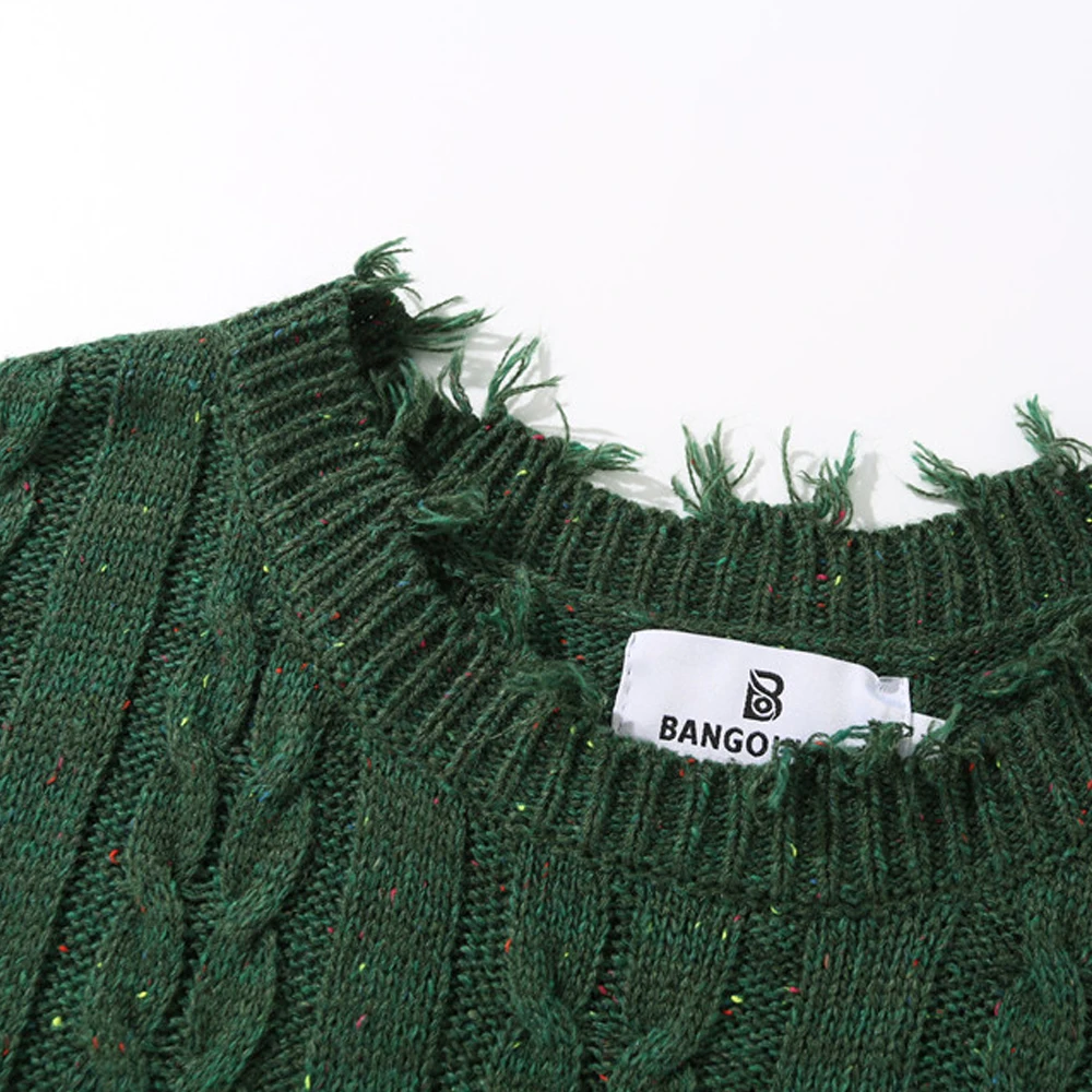 Pullover Sweater Oversized Autumn and Winter Men's Fashion Men's Sweater Loose Knit Sweater Long-sleeved Split Jumper