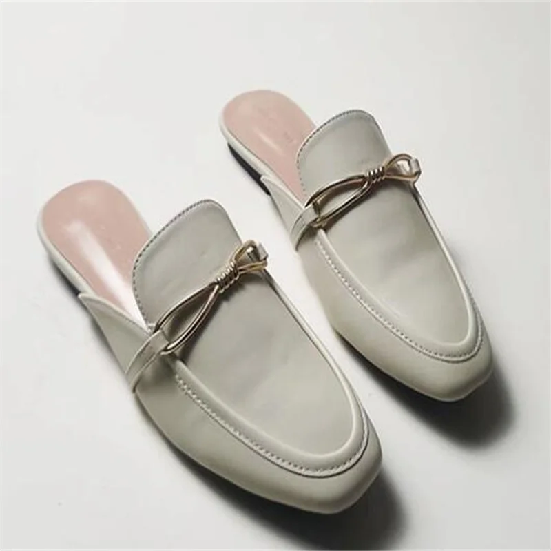 Мюли искусственного интеллекта gudcha Damodos para mujer zapatos planos con hebilla