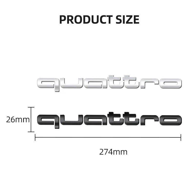 3D ABS Quattro Эмблема для кузова автомобиля наклейки заднего багажника Audi A1 A3 A4 A5 A6 A7 A8