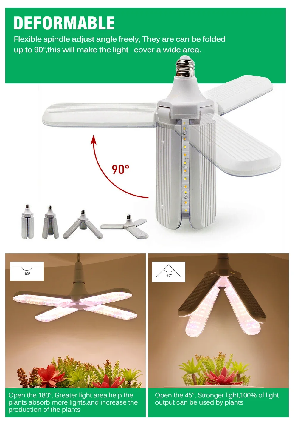 24 Вт 36 48 лампа для растений E27 полного спектра высокоэффективная способствующая