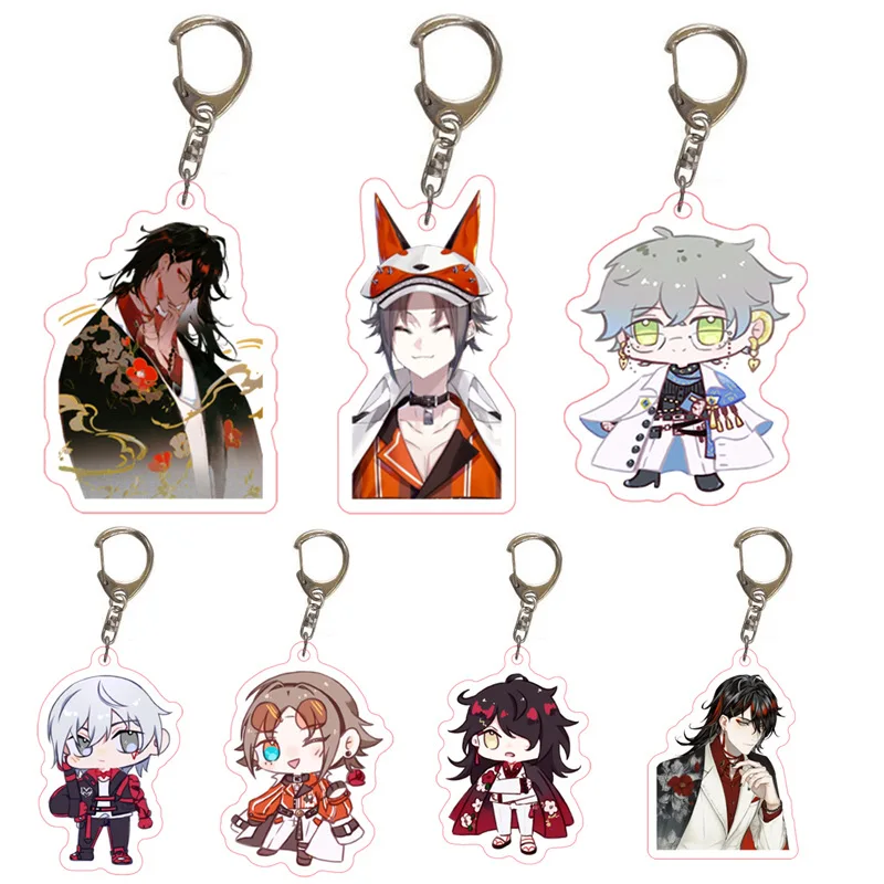 

Hot Anime Luxiem VTuber Figures Acrylic Keychain Shu Mysta Luca Ike Vox Student School Bag Pendant Keyrings Cosplay Fans Gifts