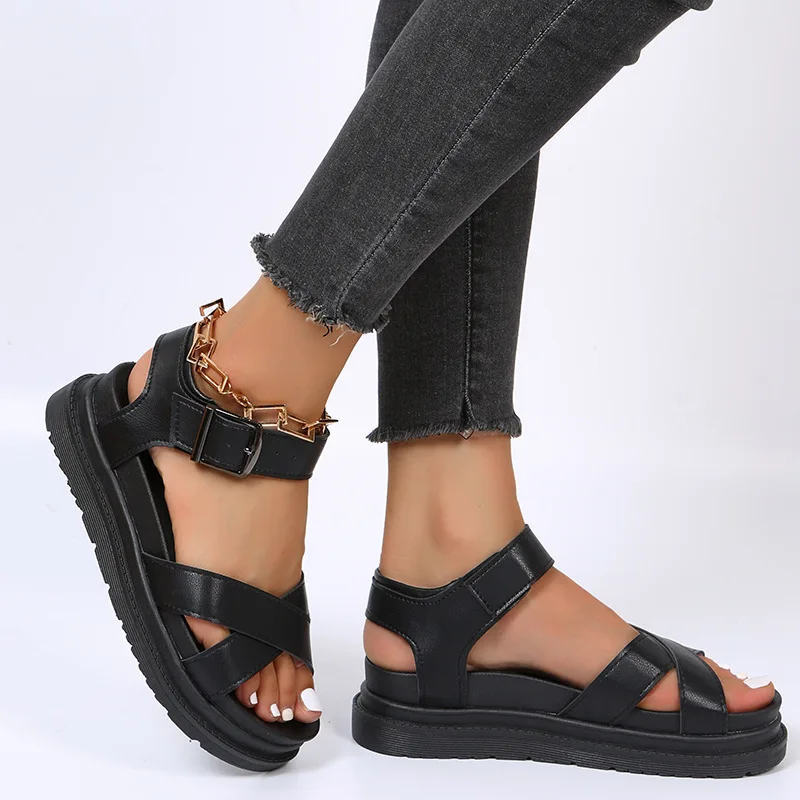 Women's Fashion Sandals 2023 New Comfortable Sole Single Shoe Casual Versatile Open Toe Sandals Foreign Trade Shoe Factory