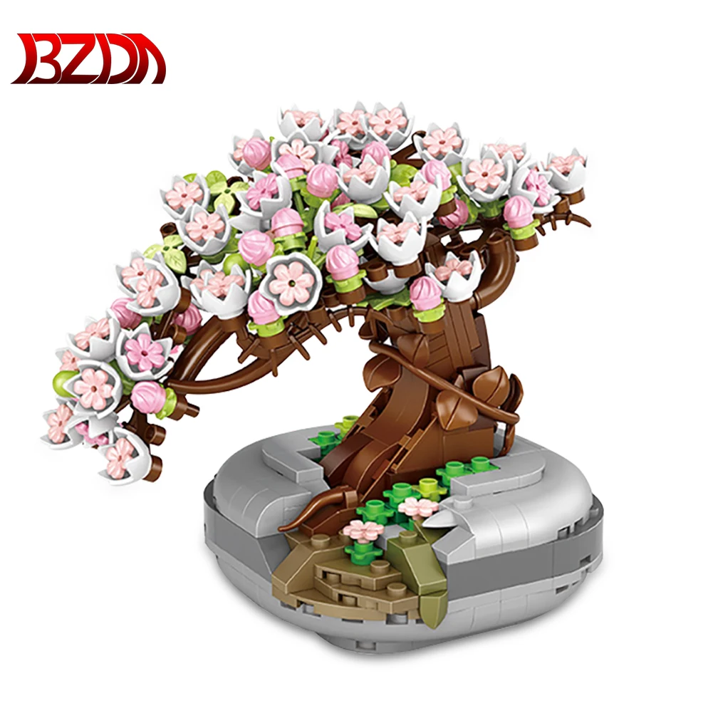 

BZDA Mini Flower Bouquet Building Blocks City Cherry Tree Succulent Potted Decoration Bricks DIY Christmas Boys Kids Toys Gifts