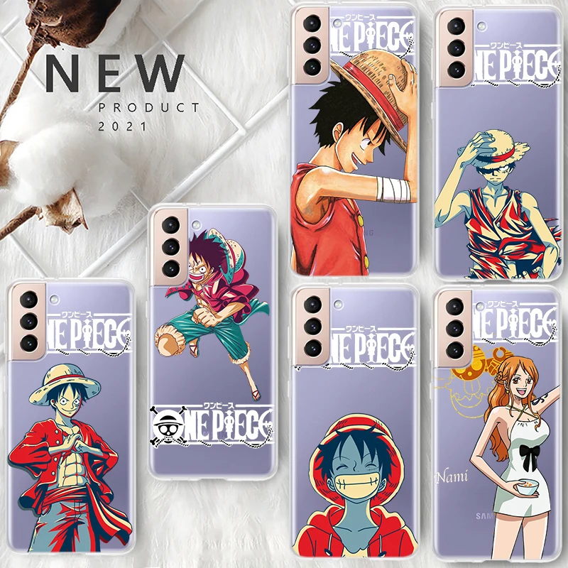 

Luffy One Piece Anime For Samsung Galaxy S22 S21 S20 FE Ultra Pro Lite S10 5G S10E S9 S8 Plus S7 Edge Transparent Phone Case