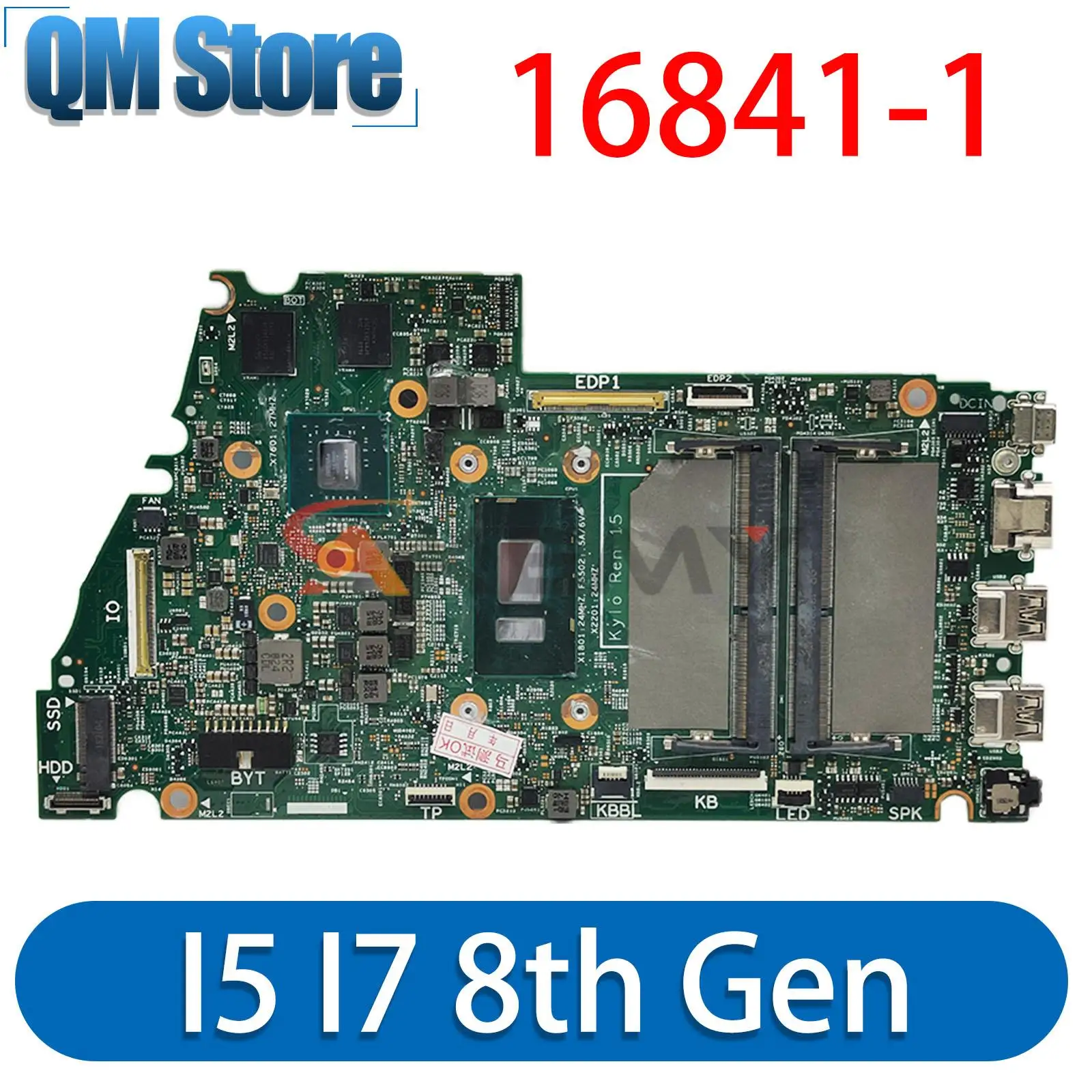 

16841-1 For Dell Inspiron 7570 Laptop Motherboard CN-0YHJD6 0XW62N i5-8250U I7-8550U CPU 100% Tested OK