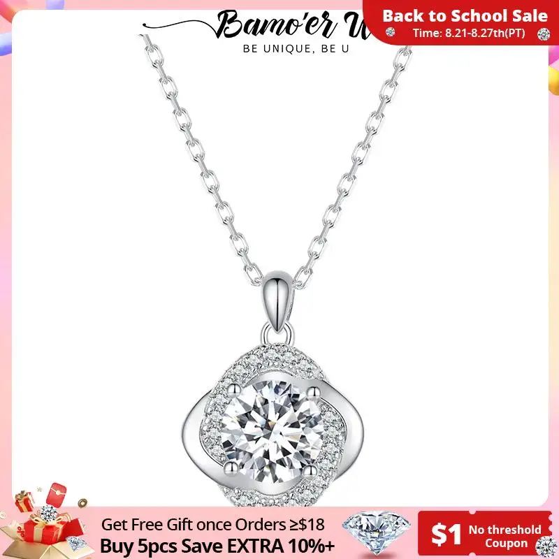 

Ожерелье женское из серебра 925 пробы с муассанитом 1 карат