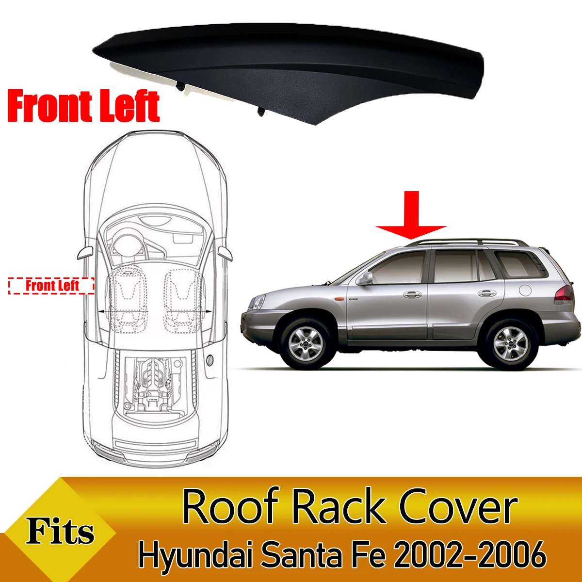 

Крышка багажника на крышу для Hyundai Santa Fe Santafe 2002-2006, передняя задняя левая и правая средняя крышка багажника, пластиковая крышка