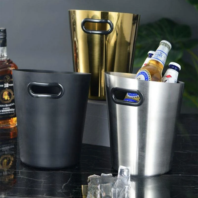 

5l gold black silvery 304 stainless steel ice bucket for ktv bar party wedding restaurant red wine beer champagne