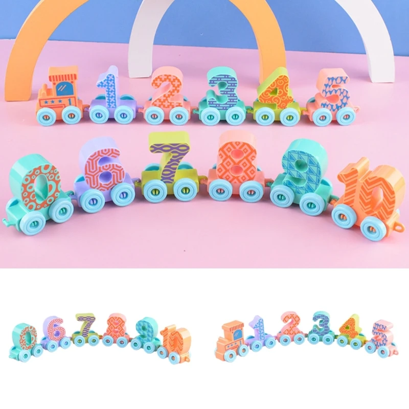 

Mini digital small train early education toy Montessori education toy building block set Mathematics toys as gifts for children