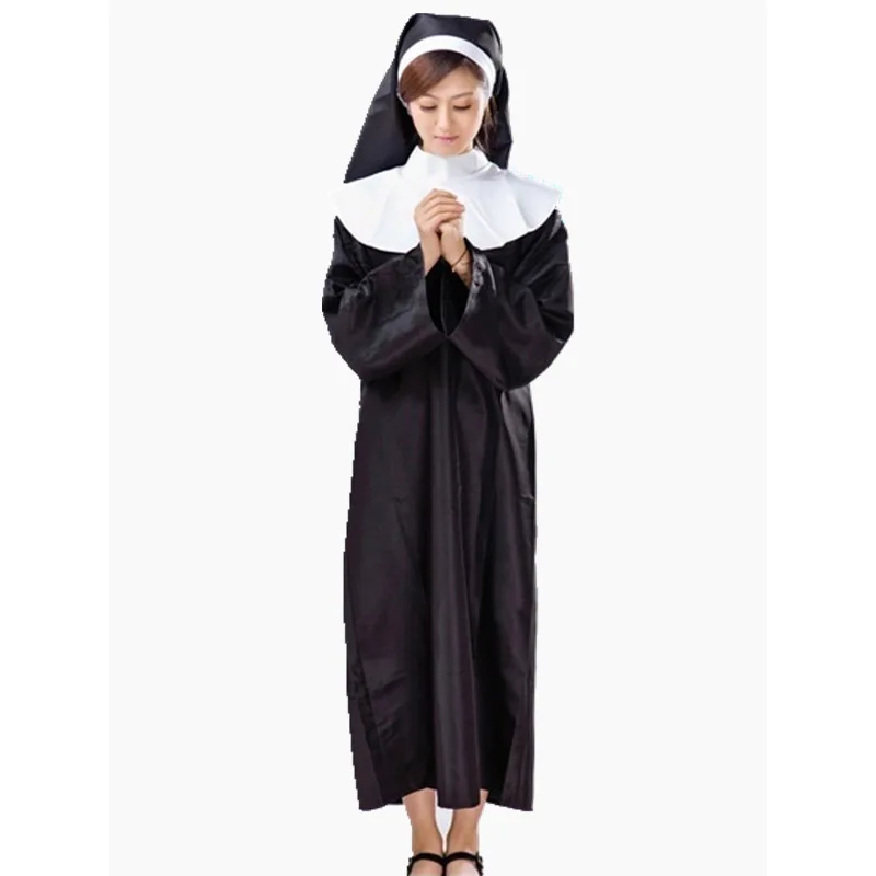 

Lady The Virgin Mary Nun Costume Halloween Costumes For Women Cloak Costume Robe+Headscarf Clothing