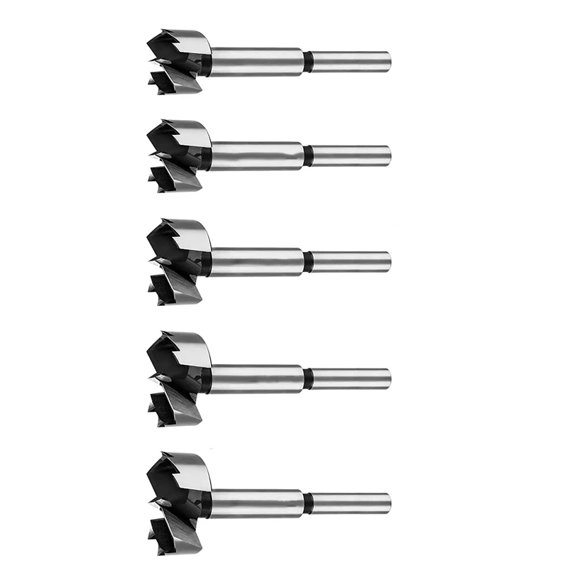 

Forstner Bit Set, 5-Pcs Forstner Bits Wood Drilling Smooth Flat-Bottomed Pocket Holes In Wood, 3/8Inch Shank Fit Drills