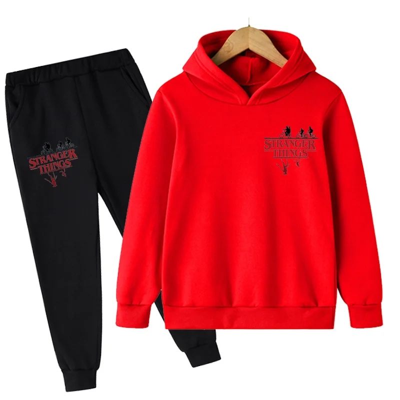 

Kids Boys Girls Clothing Sets Style Baby Clothes Stranger Things 4 Hellfire Club Long Sleeve Hoodies+Pants 2Pcs Children Suits