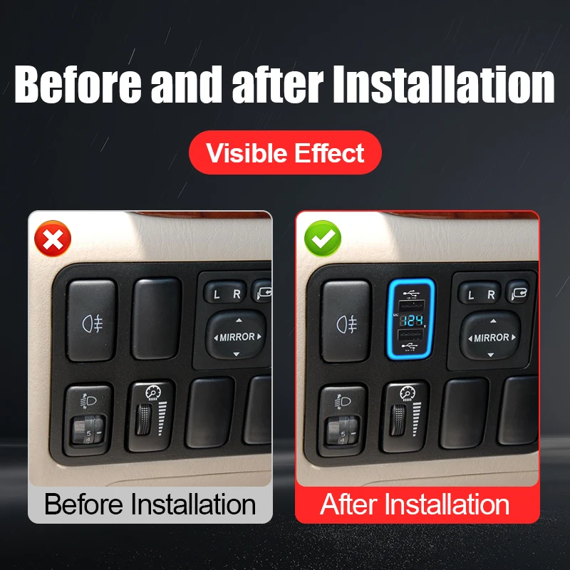 Автомобильное зарядное устройство USB QC3.0 для Toyota Land Cruiser Prado 120 аксессуары