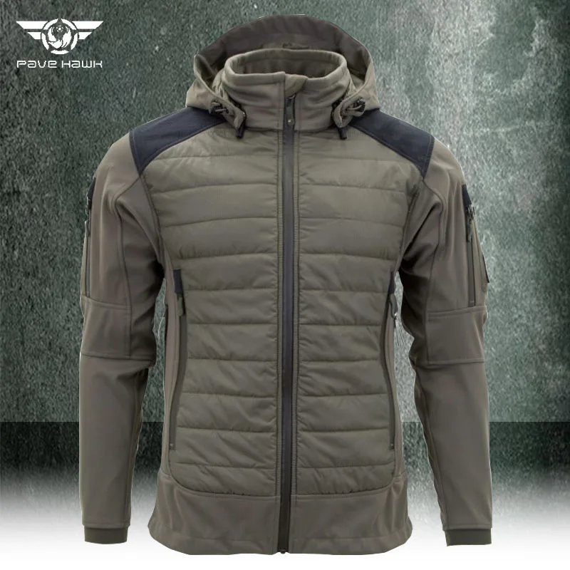 

Куртка мужская зимняя тактическая со съемным капюшоном и несколькими карманами