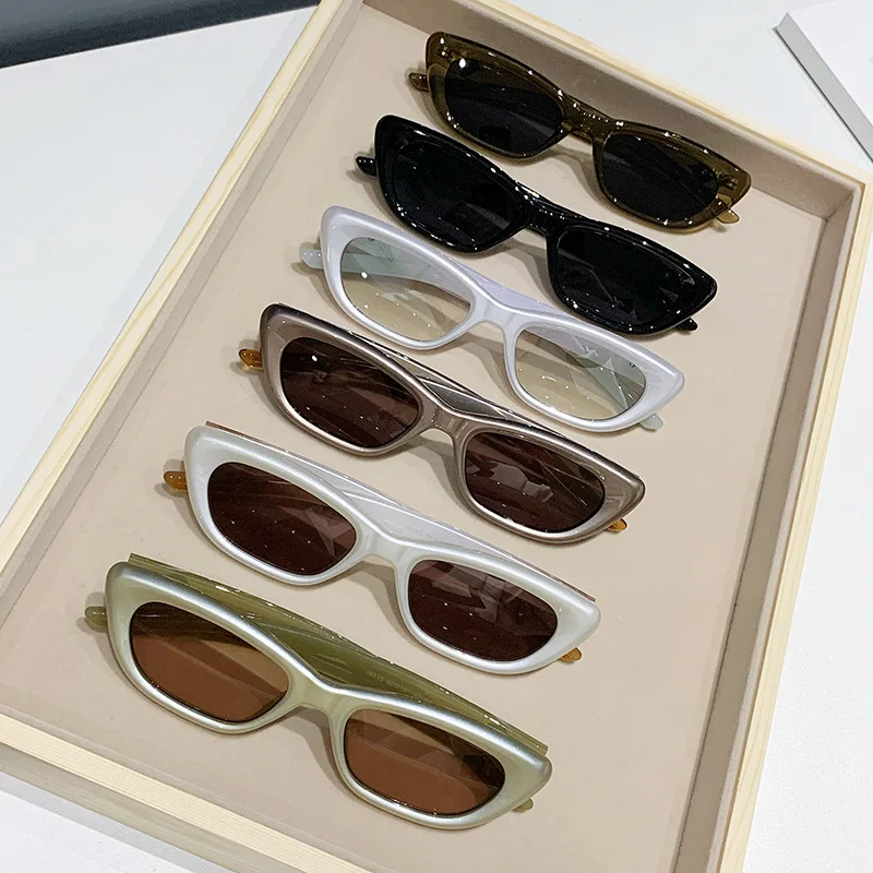 

Sunglasses Steampunk Vintage Cat Eye 2023 New Retro Fashion Y2k Streetwear Aesthetic Small Frame Outdoor Travel Glasses Black