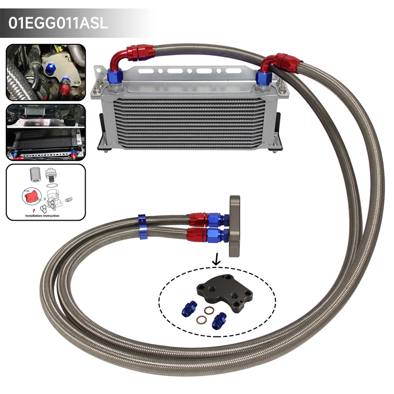 

Комплект масляного радиатора 13/15/16 ряда с монтажным кронштейном и адаптером для шланга BMW Mini Cooper S R50 R52 R53 1.6L 02-06, черный/серебристый