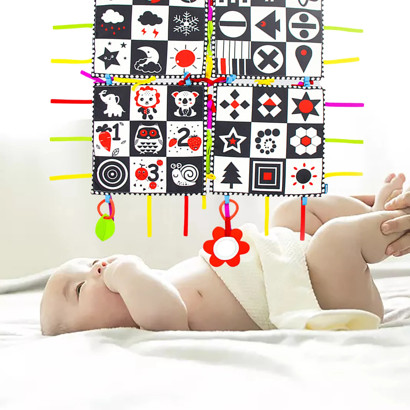 

Игрушки для детей 0-3 месяцев Tummy Time, черно-белая детская игрушка с прорезывателем и зеркалами, черно-белая высокая контрастность Ползания