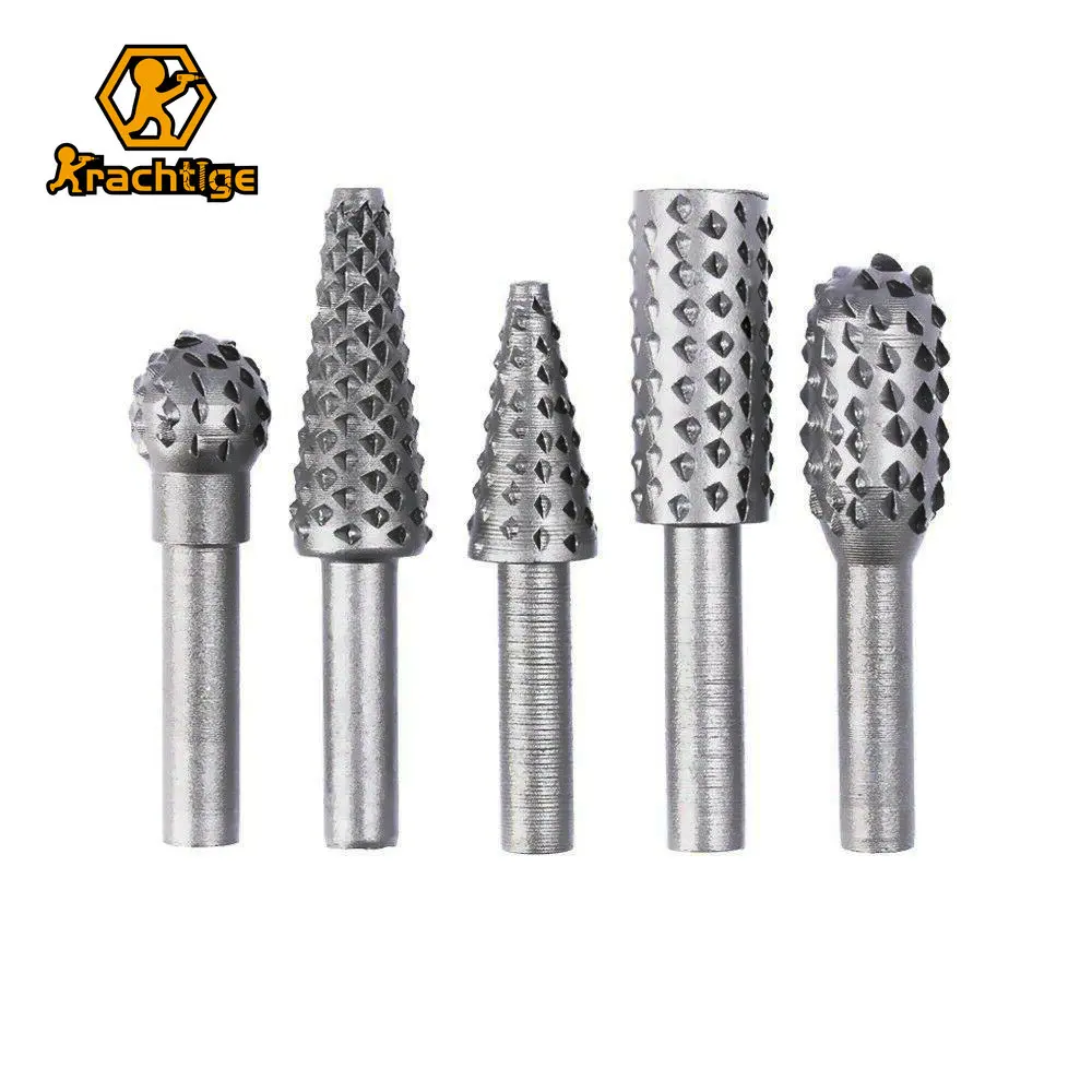

Krachtige 5Pcs 6mm Shank Rotary Rasp Grinding Head for Woodworking Cutter Drill Bits Power Tools