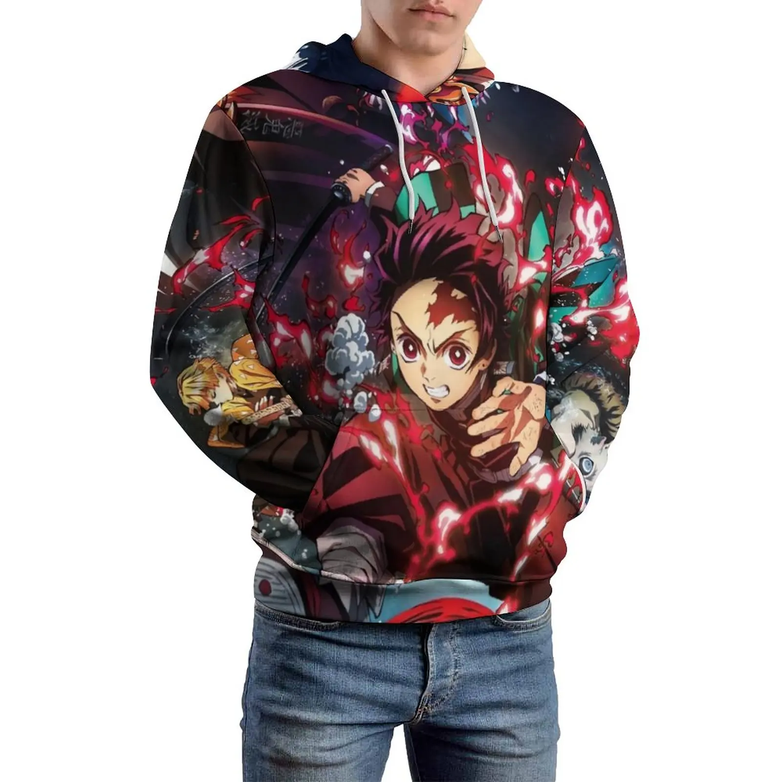 

Demon Slayer Anime Casual Hoodies Funny Nezuko Loose Hoodie Men Long Sleeve Y2k Pattern Sweatshirts Big Size 4XL 5XL