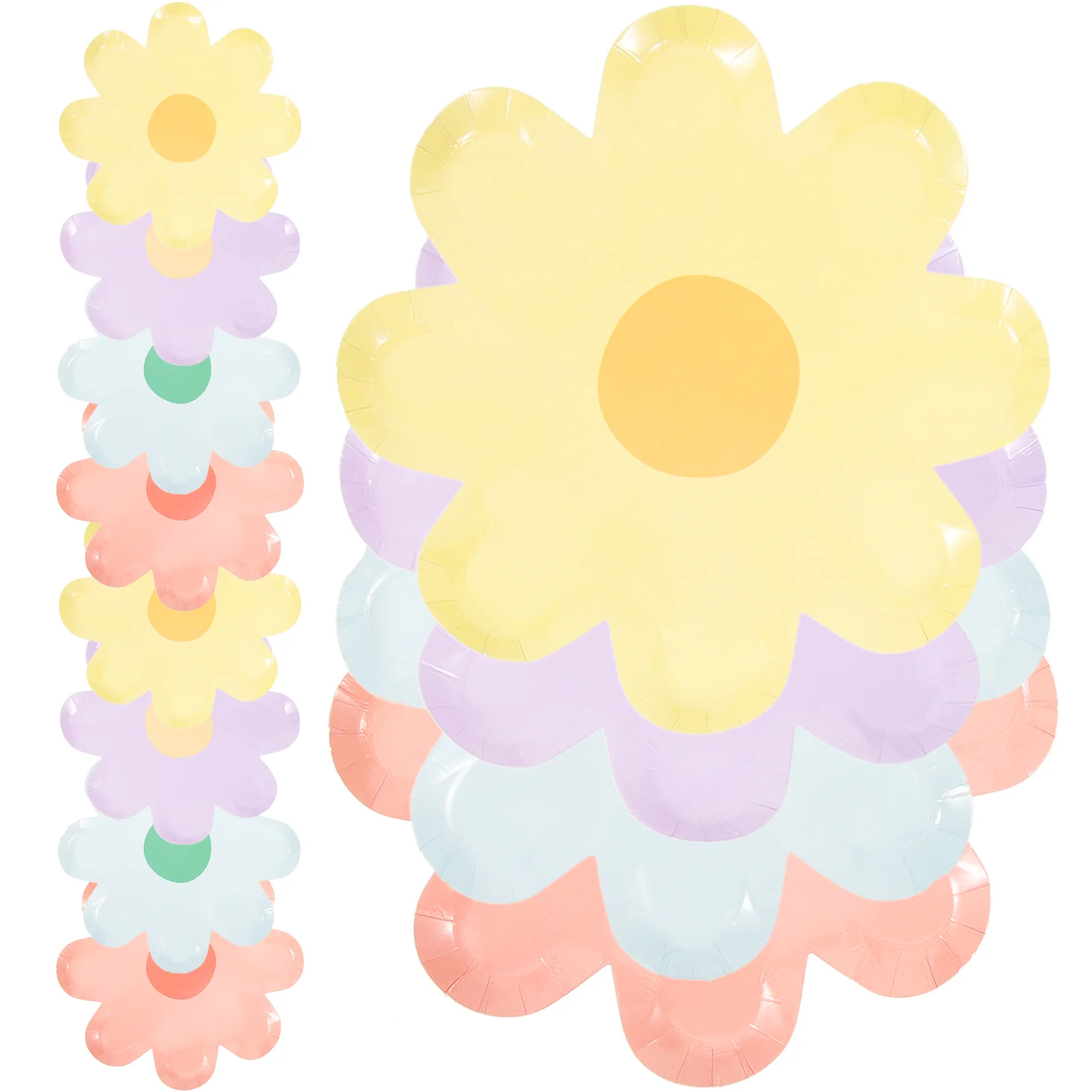 

40 Pcs Disposable Flatware Flower Plate Party Plates Favors Tableware Paper Supplies Child