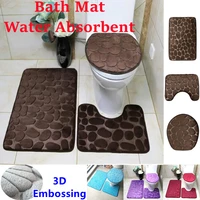 2022 quick drying bath mat toilet lid cover cobblestone floor rugs easy to clean bathroom stone shower rugs soft mats