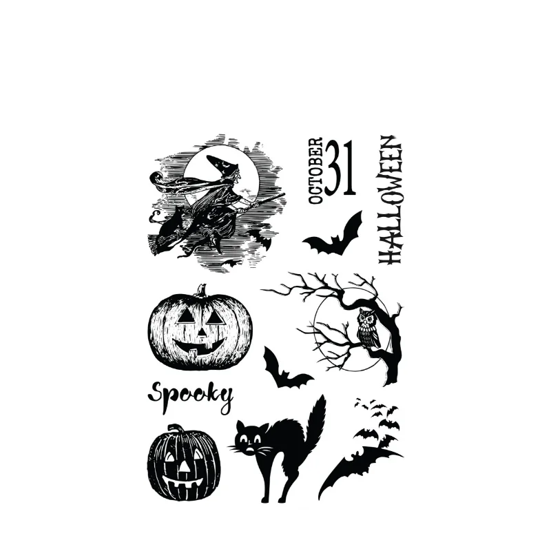 Новинка 2024 штамп с прозрачной печатью ведьмы на Хэллоуин сделай сам скрапбукинг