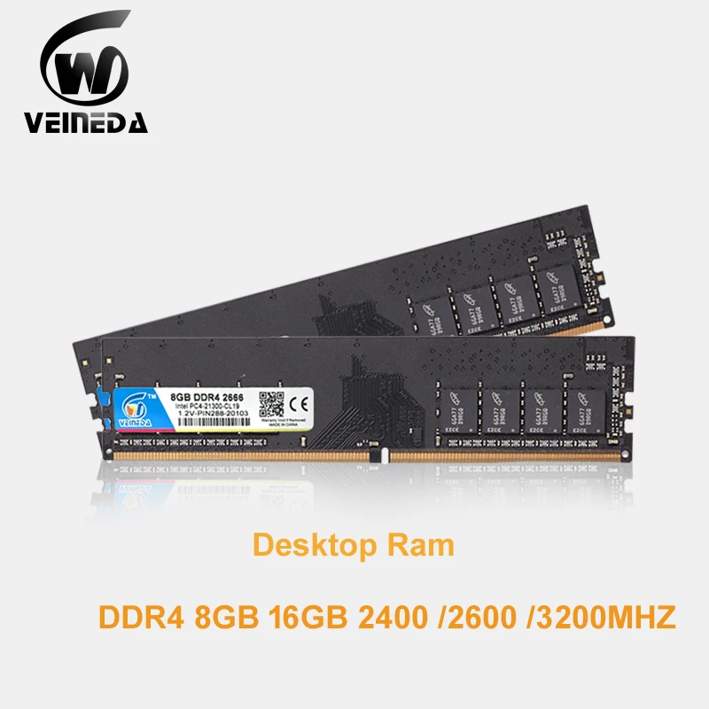 Memória Ram Ddr4 Veineda 8gb 16g Ram Ddr4 Pc4 2133 2400 2666 3200mhz Suporte Desktop Ddr4 Placa-mãe 288-pin