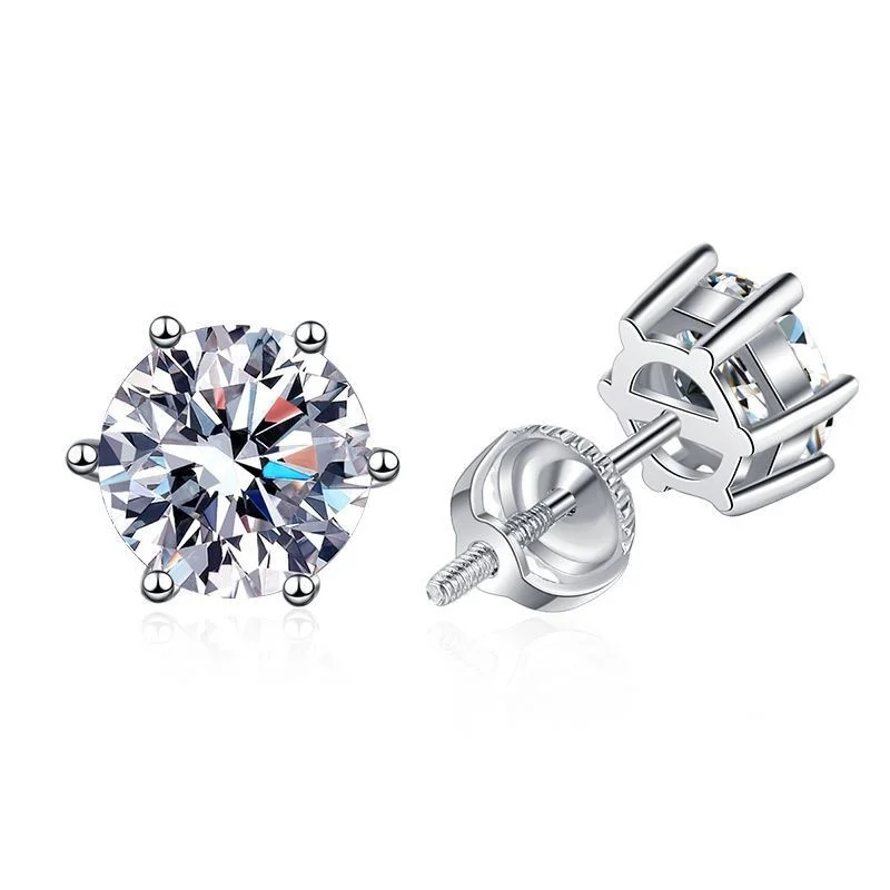 

ZFSILVER Trendy Classic Luxury S925 Silver Simple Pt950 Color D Moissanite Earrings Women Men Charms Accessories Wedding Jewelry