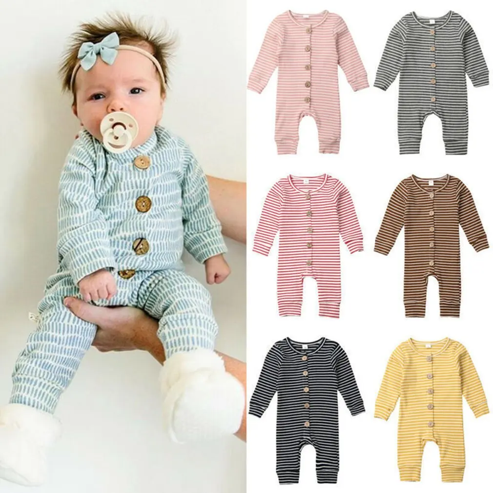 

Baby Spring Autumn Clothing Girl Stripe Ripped Romper Girls Long Sleeve Jumpsuit Boy Playsuit Newborn Outfit Kids Clothes