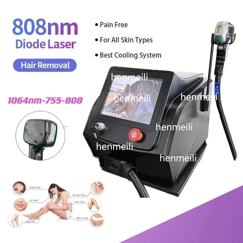 808nm Diodenlaser Haarentfernungsmaschine 3500w Enthaar Fiskusrüstung Drei Wellenlembali Ice Titanium Gerät Professionell для Sal