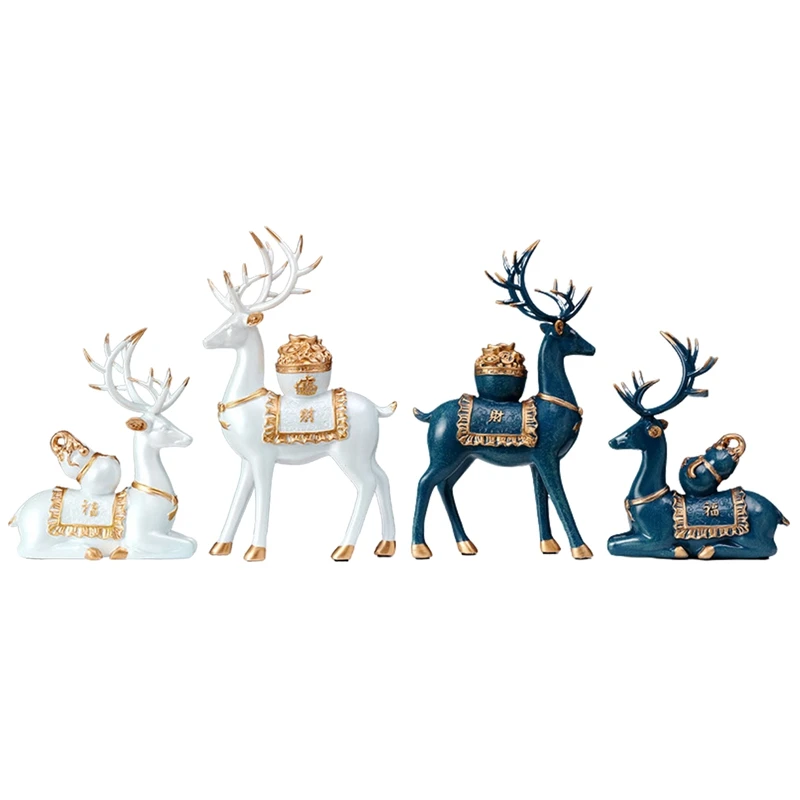 

Скульптура из смолы Lucky Deer, настольное украшение, статуя, домашний подарок, украшение для комнаты, гостиной, 2 шт.