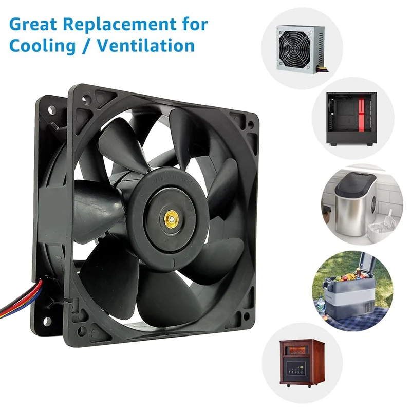 

2 Pcs QFR1212UHE DC12V 5.0A 12038 Cooling Fan For Ant S7 S9 Whatsminer L3 Front And Back Universal Mining Machine Fan