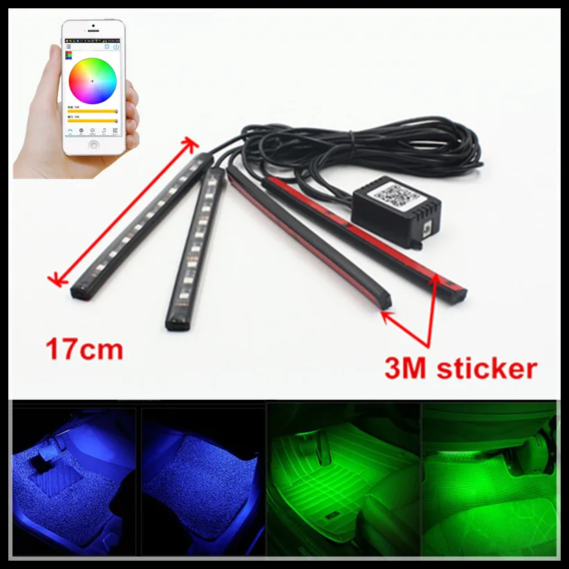 

FSYLX 12V автомобильное приложение для смартфона управление RGB Переключение светодиодный интерьер Footwell светильник полосы RGB светодиодный Атмосфера DRL светильник полосы