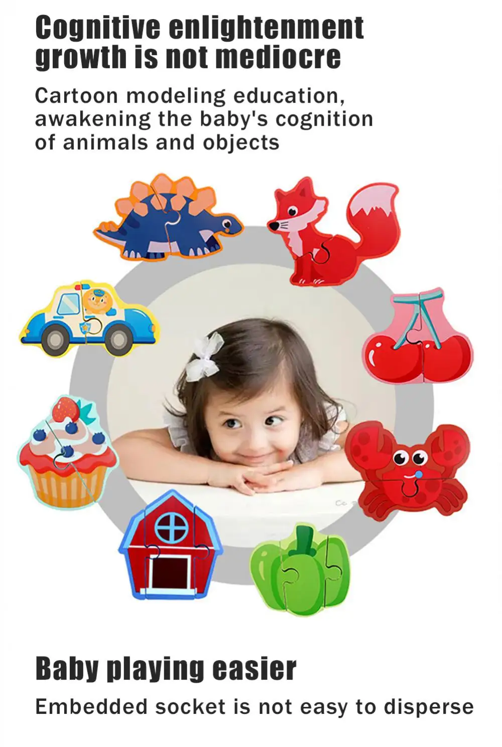 

Baby Cartoon Wooden Puzzles Board Montessori Toys Jigsaw Game 3D Puzzle Preschool Early Learning Educational Toys For Children