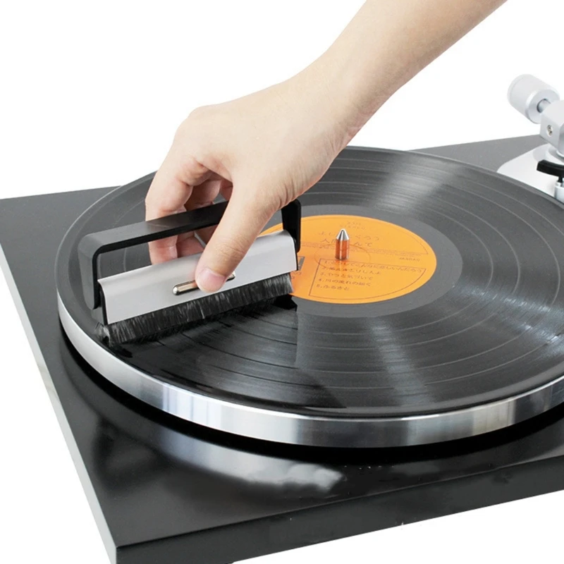 Anti Static Audio Cleaning Tool Scrubbing Carbon Fiber Soft Turntables Cleaner Phonograph Handle Black Pad Vinyl Brush F19E