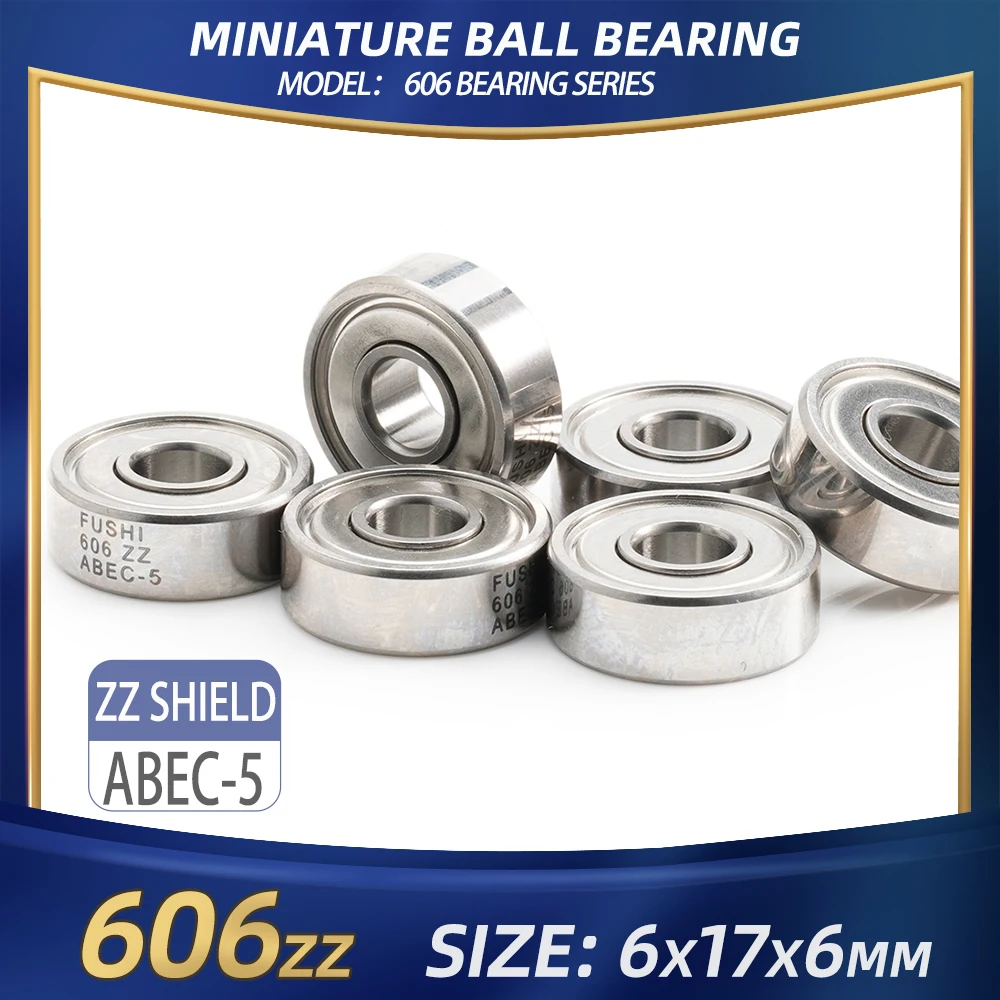 

FUSHI 606 ZZ подшипник 6x17x6 мм 10 шт. 606ZZ RS 2RS фланцевые подшипники наконечника для прочных промышленных двигателей высокая скорость