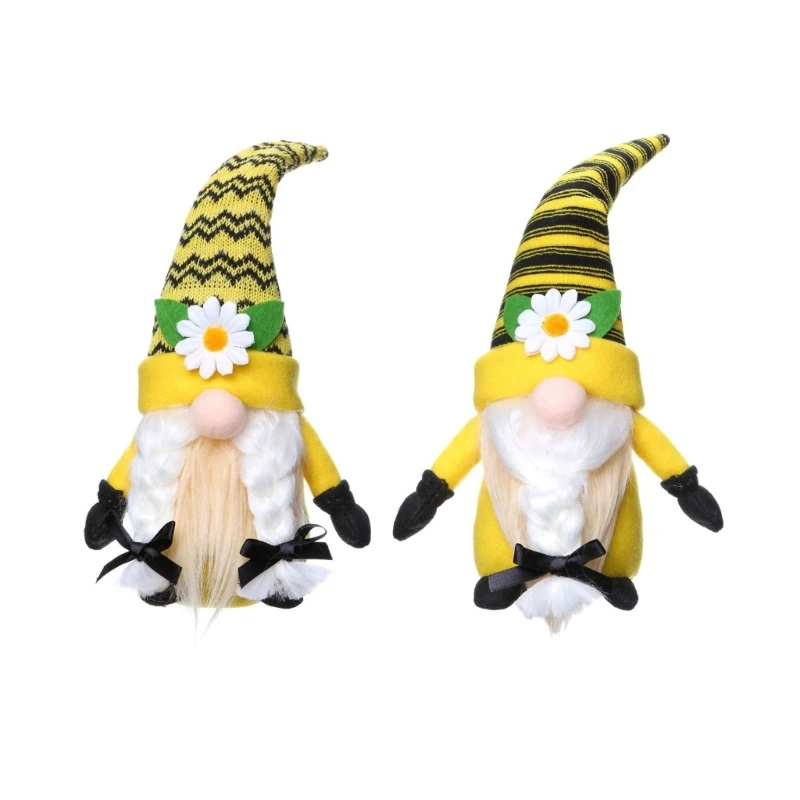 

2pcs Bumble Bees Gnomes Mr and Mrs Scandinavian Nisse Swedish Honeybees Home Farmhouse Kitchen Tiered Tray Decoration