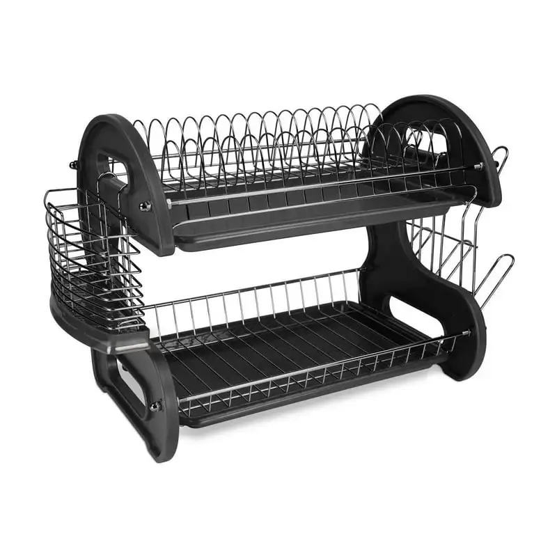 

Dish Drainer 2-Tier Plastic, Black for Kitchen Accessories