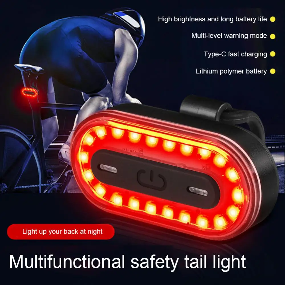 

Portable Bike Tail Light Waterproof Usb Charging Riding Equipment Rubber Waterproof Switch Car Tail Light Multifunctional Lamp
