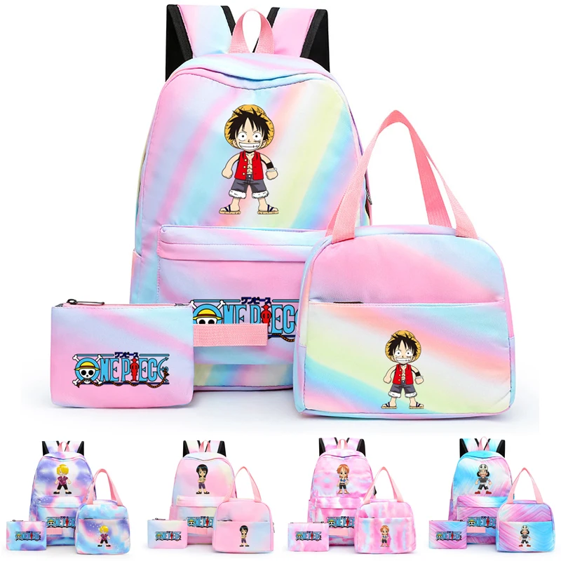 

3 шт., цельный красочный рюкзак для девочек с сумкой для обеда