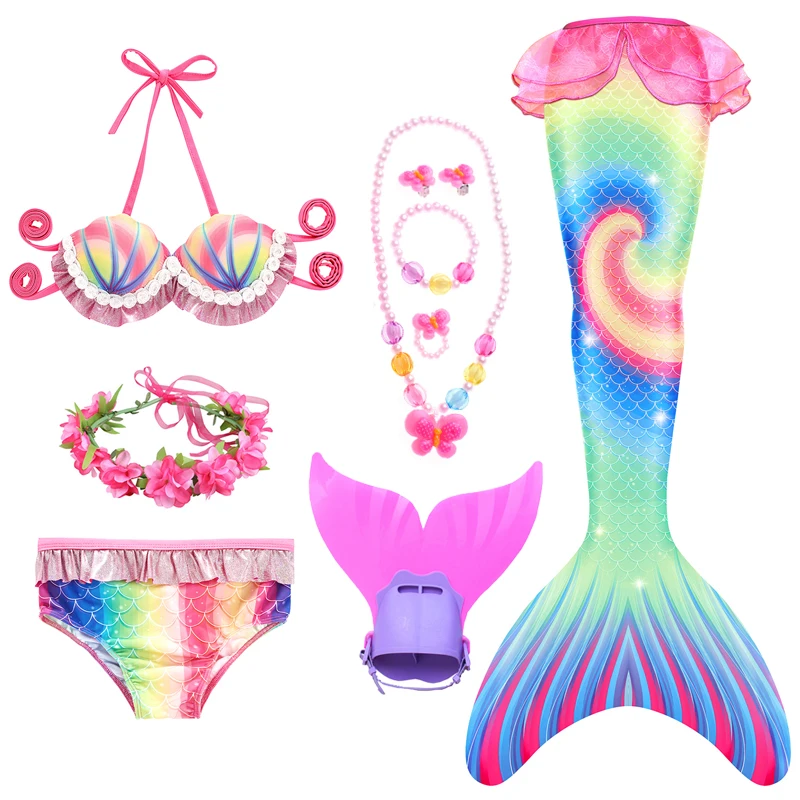 Детская пляжная одежда для косплея маленькой Русалочки женский купальный костюм