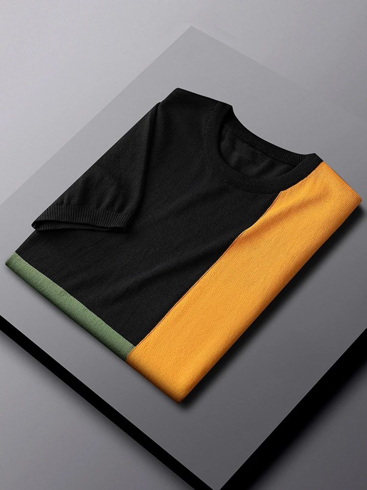 

2022 Summer New Men Fitness Short Sleeve T-shirt Men Breathe Ice Silk Round Collar Slim Fit T-shirts Male Casual Tops 5XL S34