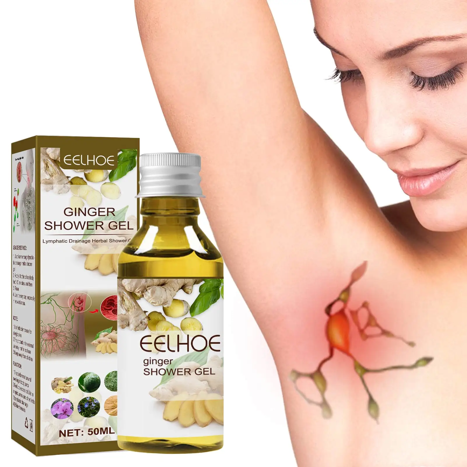 

Lymphatic Drainage Herbal Shower Gel Lymphatic Drainage Shower Gel Natural Organic Moisturizing Body Wash Ginger Slimming Shower