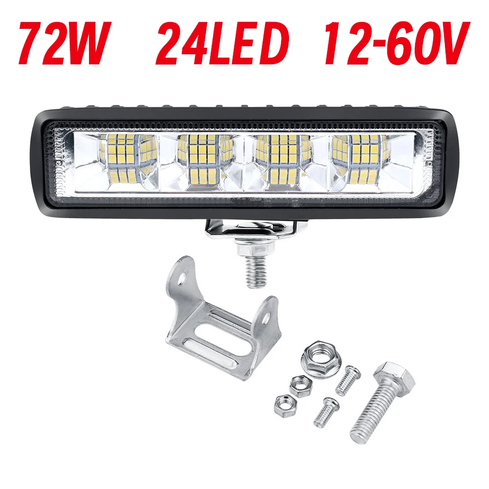 

72 Вт 24 светодиодные автомобильные рабочие фары 1/2 шт. Рабочая панель 4x4 Экскаватор 12-60 В Светодиодный комбинированный луч для внедорожного внедорожника ATV Трактор Лодка Грузовики