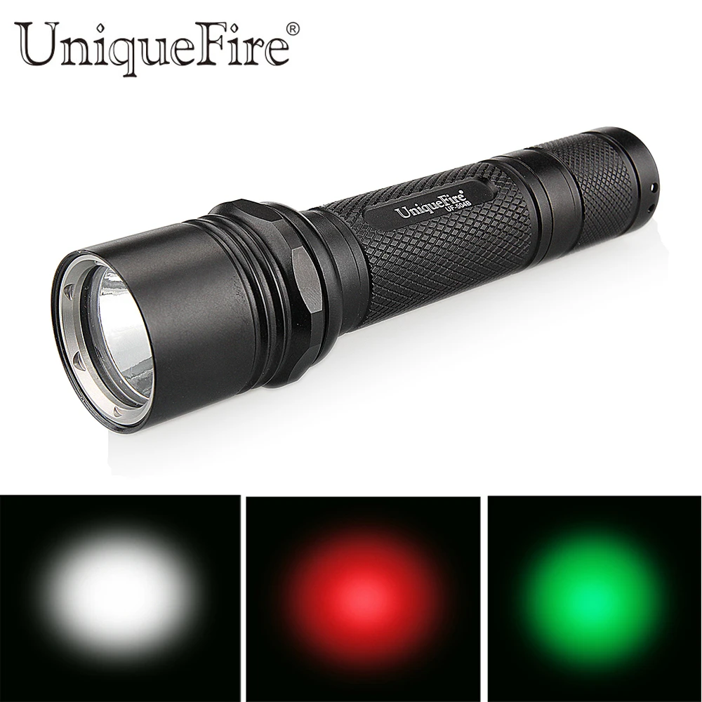 

Uniquefire UF-504B Black MINI XRE LED White / Green / Red Light Flashlight Lamp For 1x 18650 Rechargeable Battery