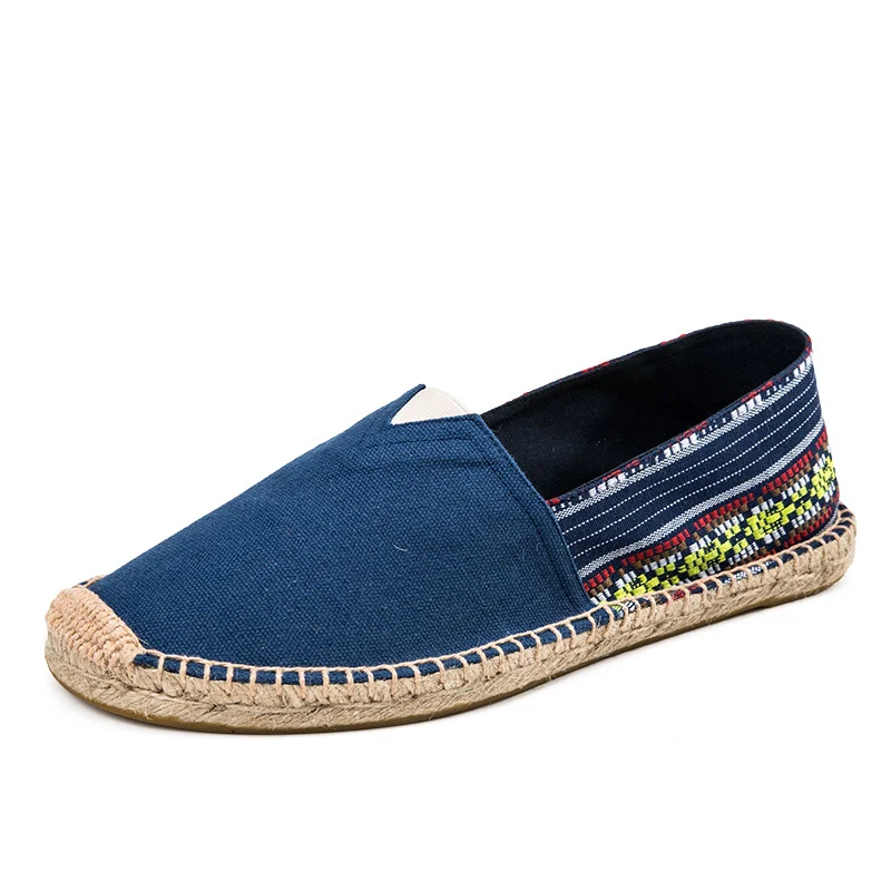 

Ethnic Style Flats Shoes Men Handmade Loafers Breathable Linen Espadrilles Men Canvas Shoes Comfort Slip On Male Casual Footwear