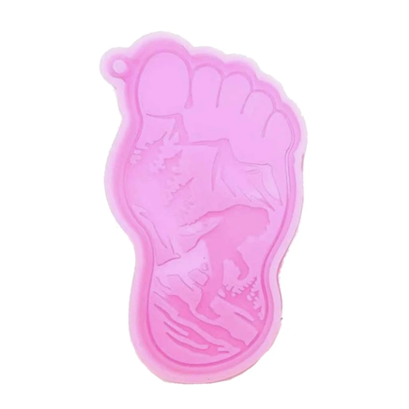 

4XBF Silicone Pendant Mold Clay Molds Keyring Mold Foot Shaped Silicone Keychain Moulds with Holes Gift for Hand Making Lover