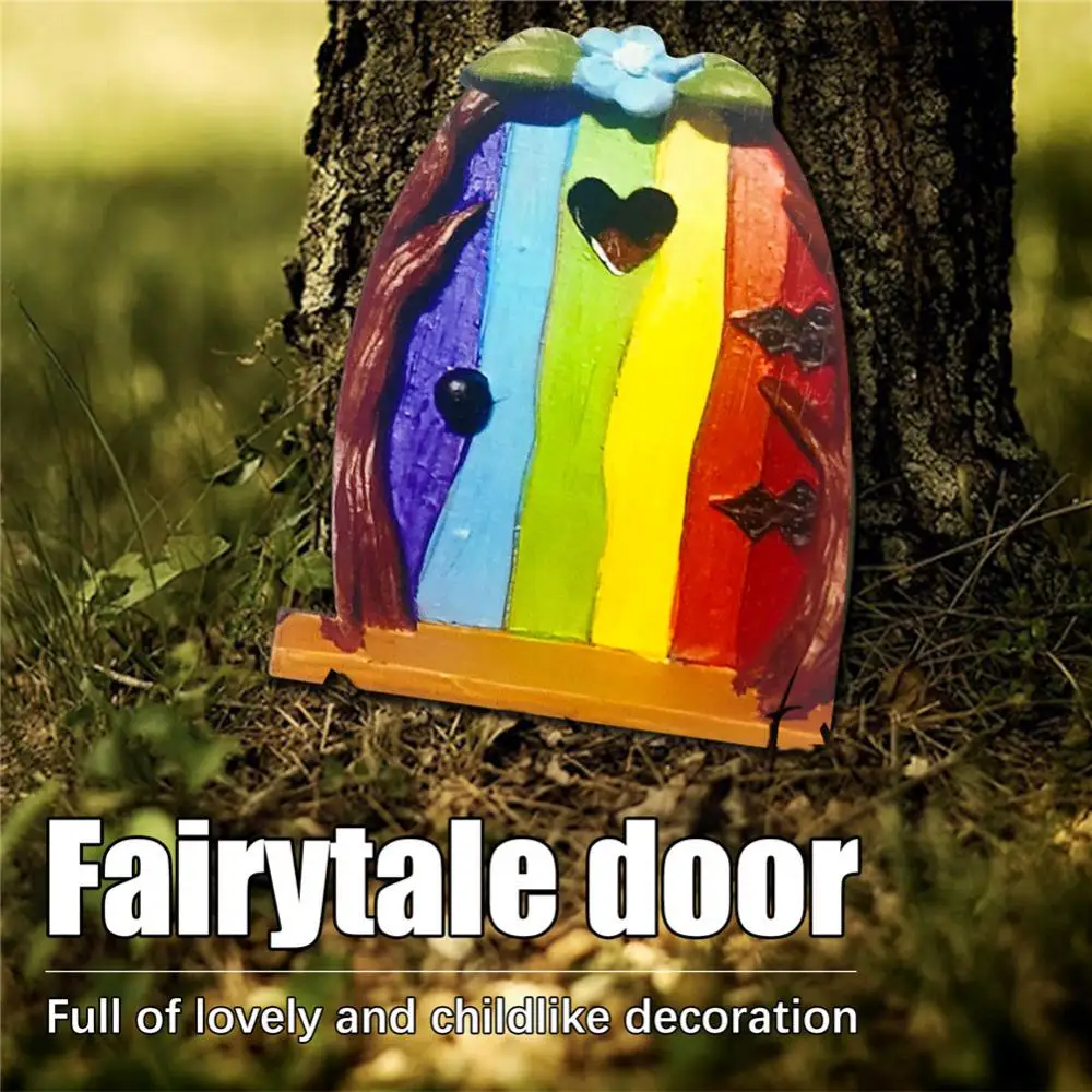 

6PCS Mini Fairy Door Tree Garden Gnome Figurines Elf Home Outdoor Tree Decoration Fairies Sleeping Door And Windows Tree Decor