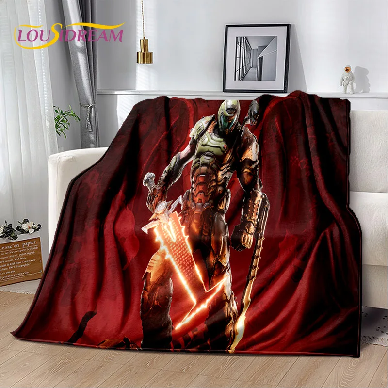 

3D Retro Game Doom Eternal Cartoon Blanket,Soft Throw Blanket for Home Bedroom Bed Sofa Picnic Travel Office Cover Blanket Kids