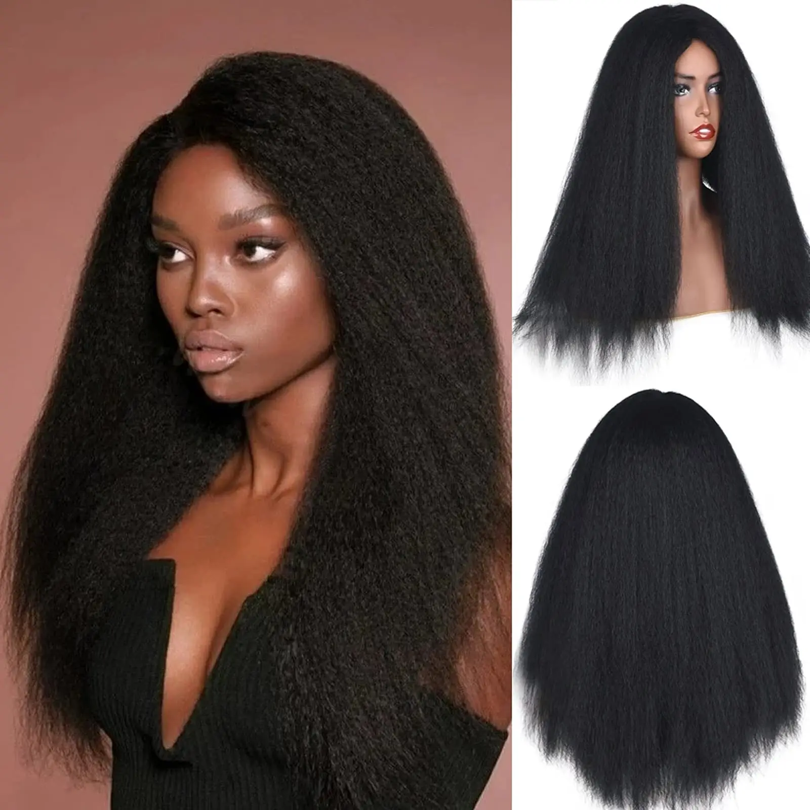 Длинный синтетический кружевной передний парик афро кудрявые вьющиеся